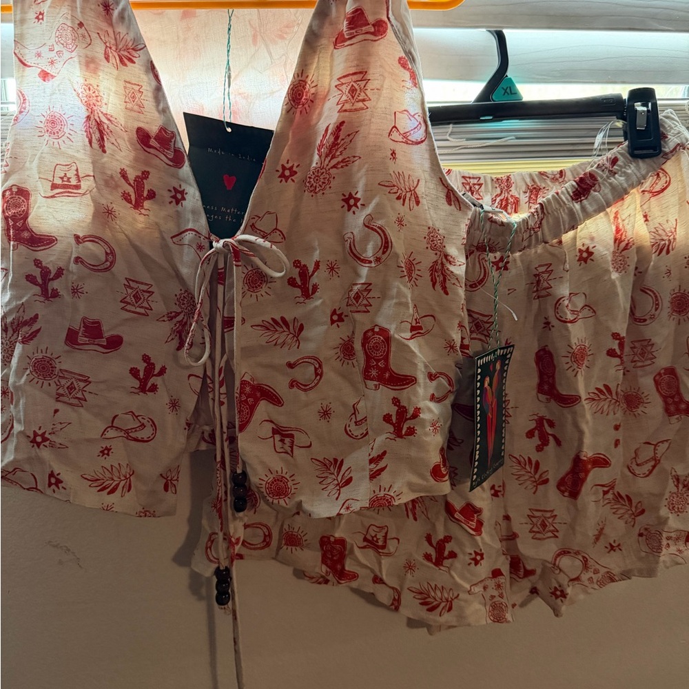 Live 4 Truth Cream and Red Patterned Top